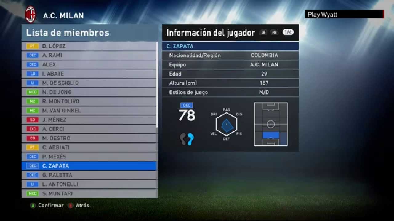 PES 2016 | AC Milan: Jugadores & Caras | Players & Faces | Serie A
