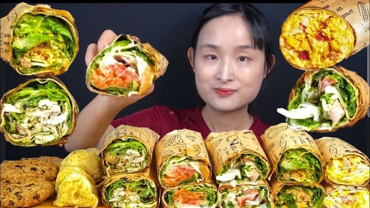 여러가지 랩샌드위치 감짜빵 오트밀쿠키 먹방