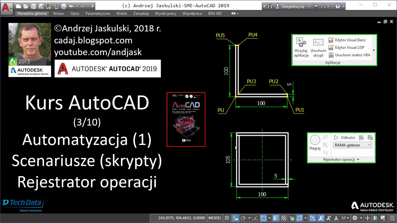Kurs AutoCAD 2019 - #3 Automatyzacja (1) Scenariusze (skrypty), Rejestrator operacji