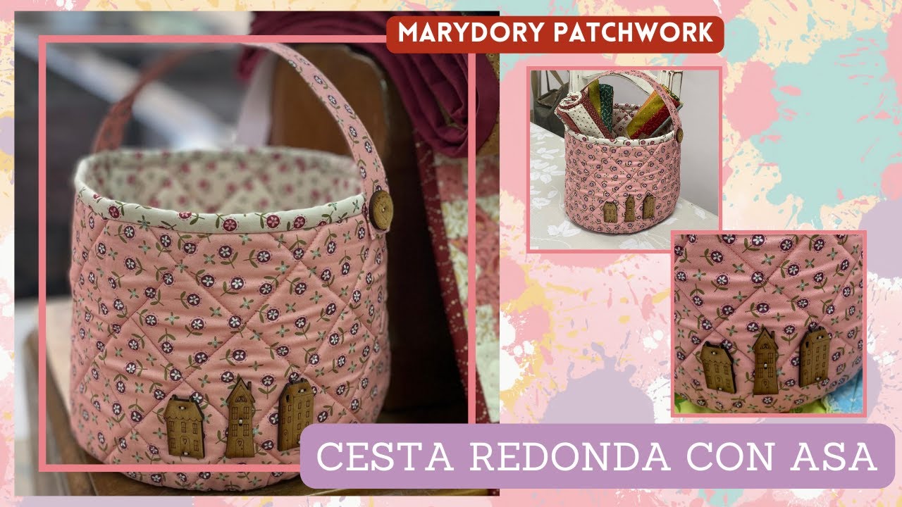 Cómo hacer una cesta redonda con asa 🧺 | Patrón incluído