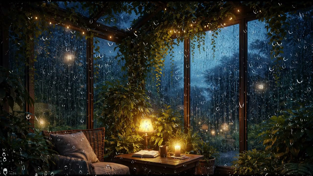 6 Hours Rainy Night in a Cozy Cabin 🌧️ | Window Rain Sounds (No Music)