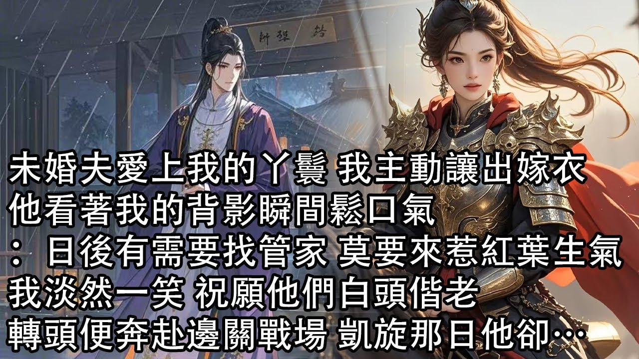 【一口氣看完】未婚夫愛上我的丫鬟 我主動讓出嫁衣，他看著我的背影瞬間鬆口氣：日後有需要找管家 莫要來惹紅葉生氣，我淡然一笑 祝願他們白頭偕老，轉頭便奔赴邊關戰場 凱旋那日他卻…