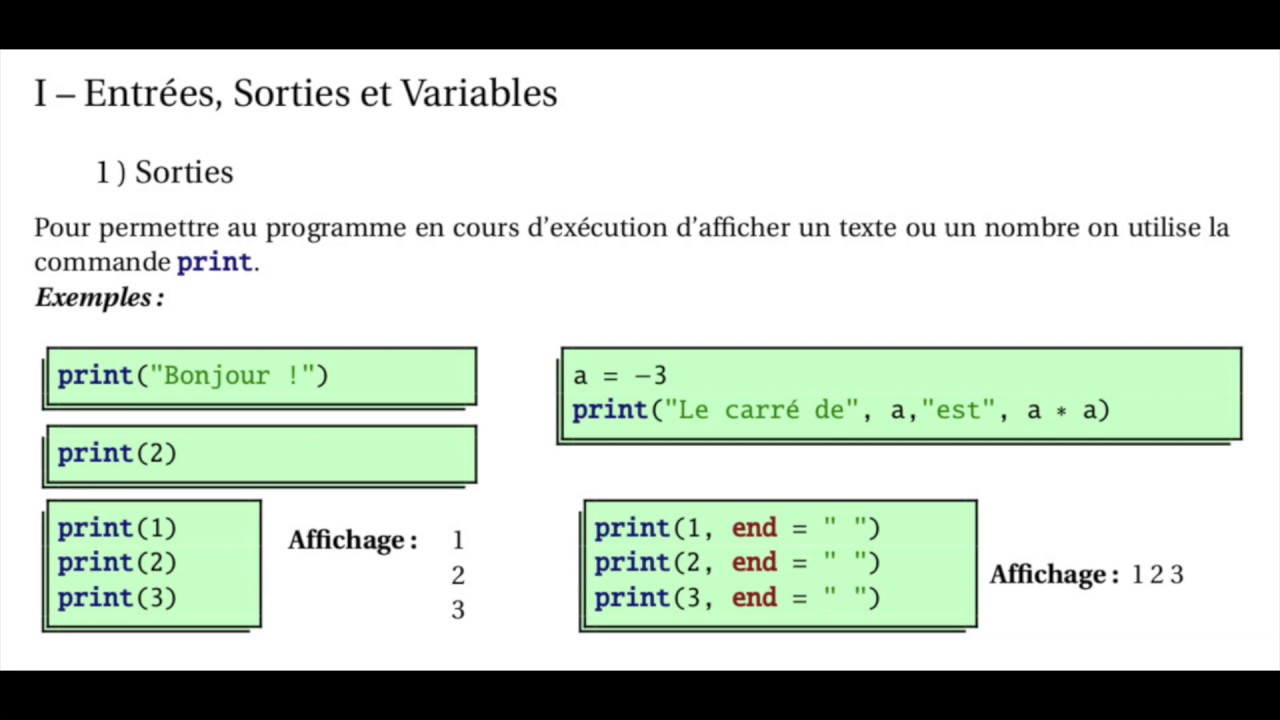 PYTHON - VARIABLES , ENTREE , SORTIE