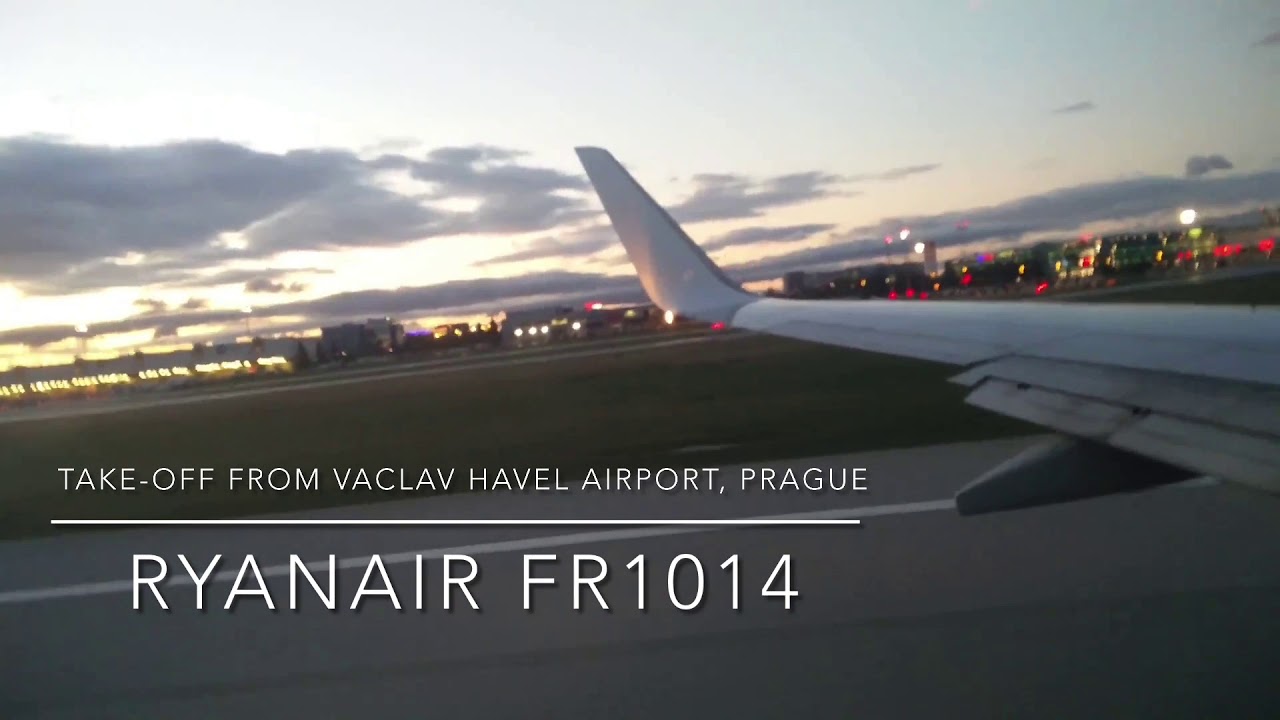 Ryanair take off from Prague Vaclav Havel airport for Stansted (London)