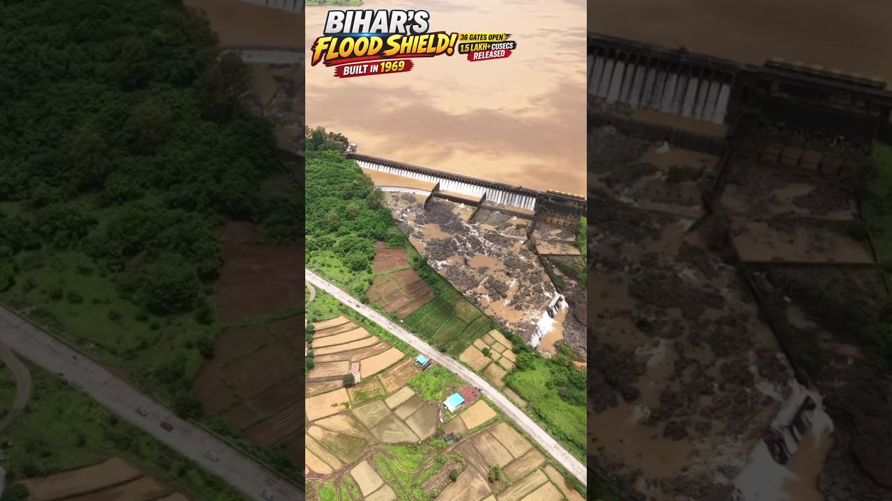 INDIA&rsquo;S FLOOD SHIELD 🌊🇮🇳Built in 1969, the Valmikinagar Gandak Barrage stands as a crucial flood