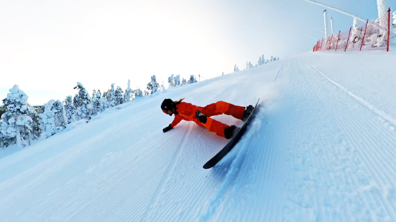 Duck stance hip shift technique for carving steeps