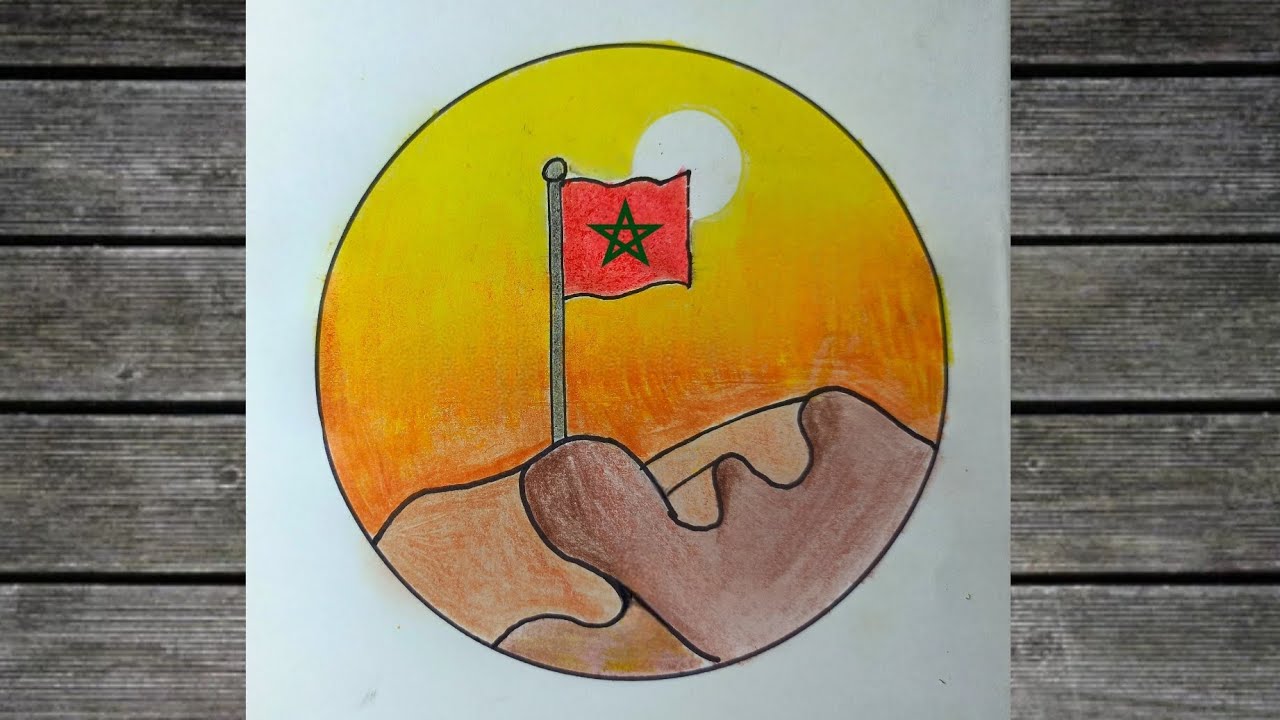 رسم سهل | رسم علم المغرب بطريقة سهلة | رسم المسيرة الخضراء | رسم راية المغرب و الصحراء المغربية
