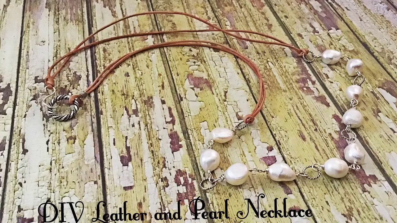 How to Make a DIY Pearl and Leather Necklace by Denise Mathew