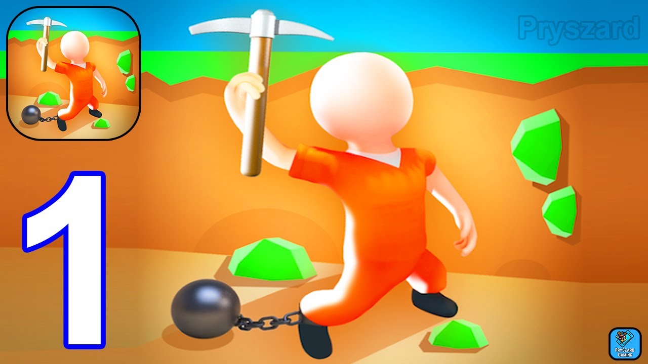 Dig and Run: Prison Escape - Gameplay Walkthrough Part 1 Tutorial Max Level Dig Deep (Android,iOS)