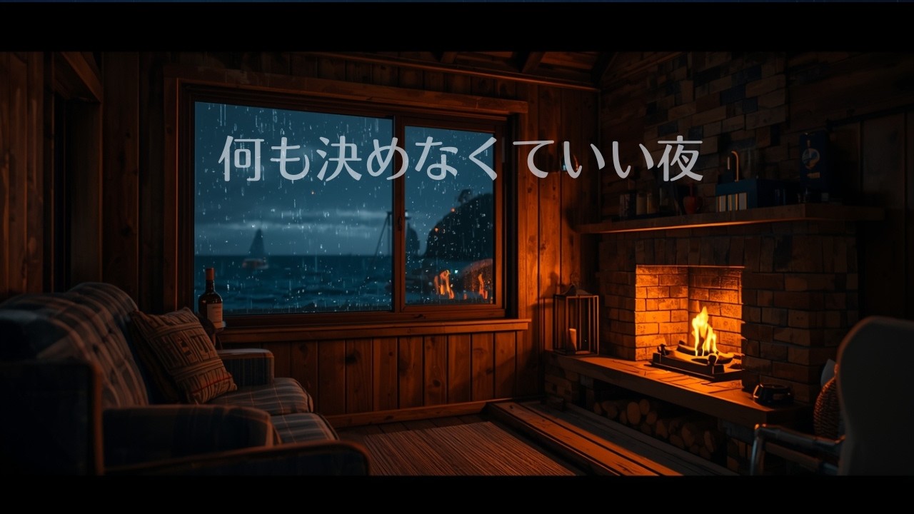 【何も決めなくていい夜】雨と暖炉の音で眠る｜8時間