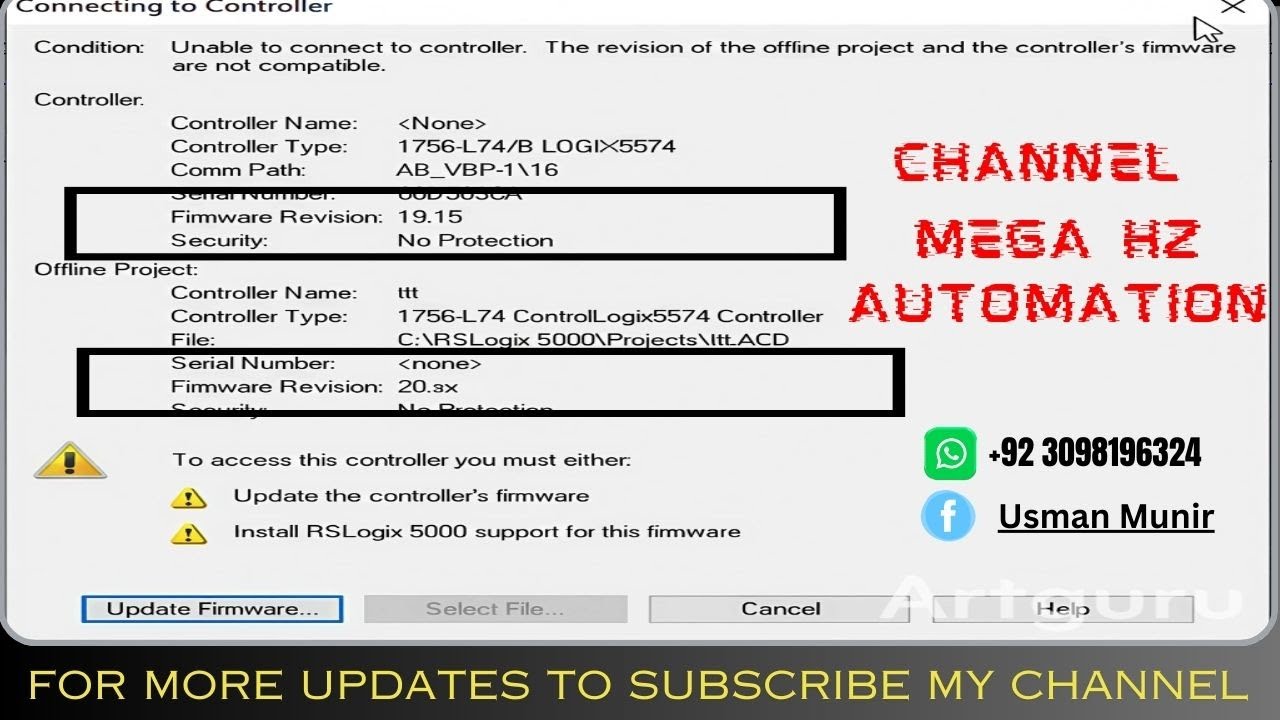 How to Update ControlLogix Firmware | Fix Revision Mismatch in RSLogix 5000 (L74/L7x) #Revision #AB