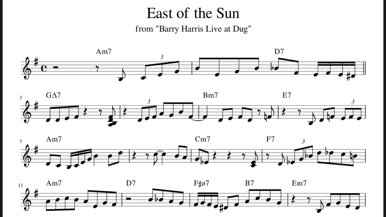 East of the Sun - Barry Harris Solo transcription (Live at 