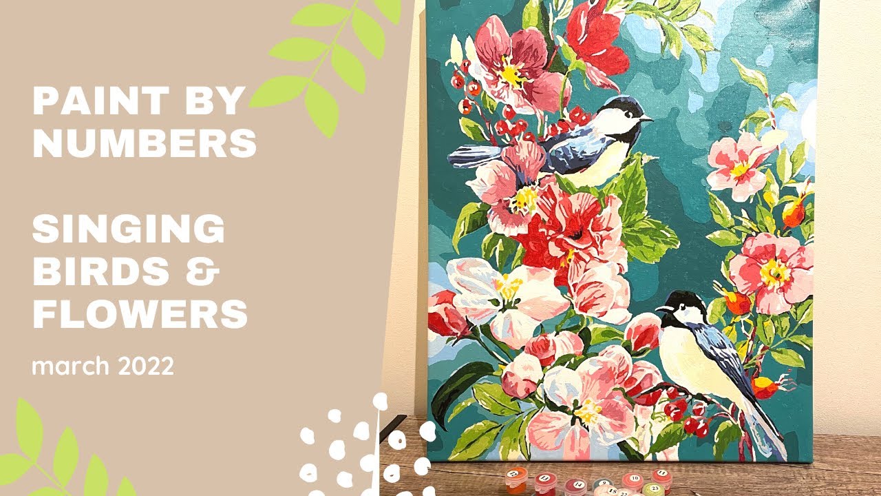 Paint by numbers- singing birds and flowers (time lapse)