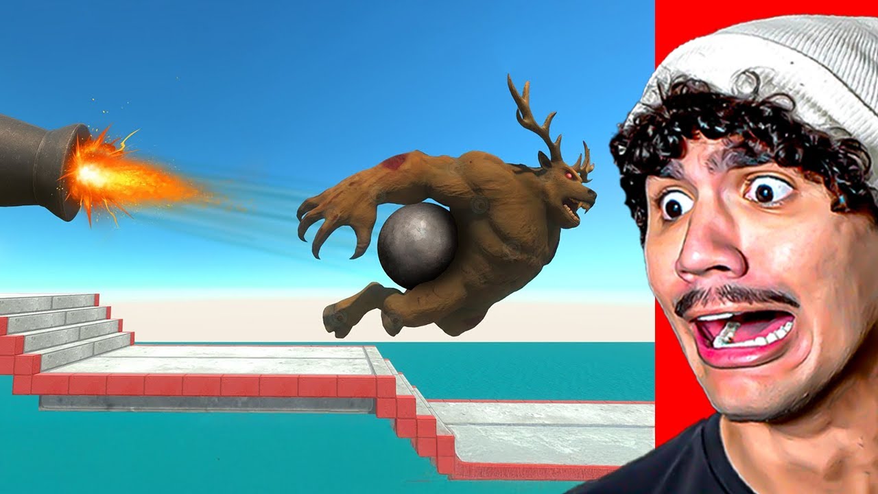 Reagindo a Evite o Tiro de Canhão e Mute para um Monstro – Animal Revolt Battle Simulator