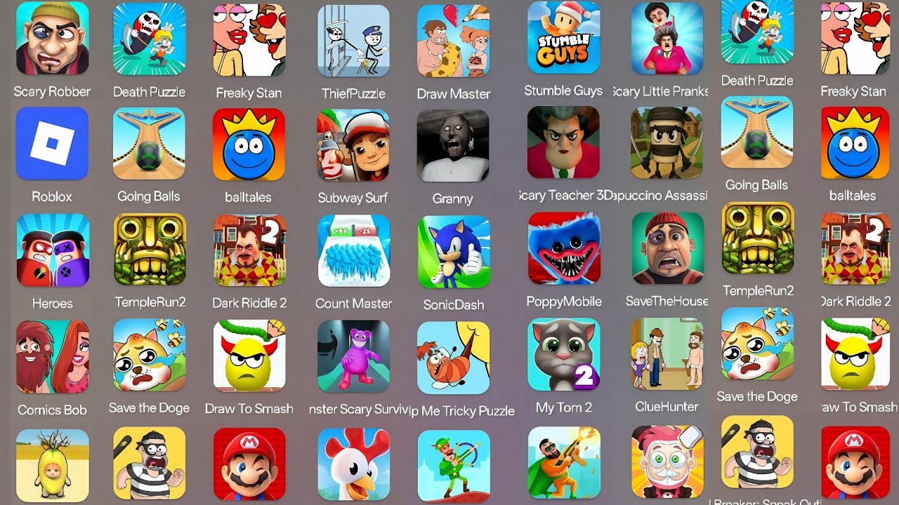 Scary Teacher 3D,Minecraft,Save The Fish,Spider Fight 3d,Red Ball 4,Save The Dog,Going Balls,Roblox