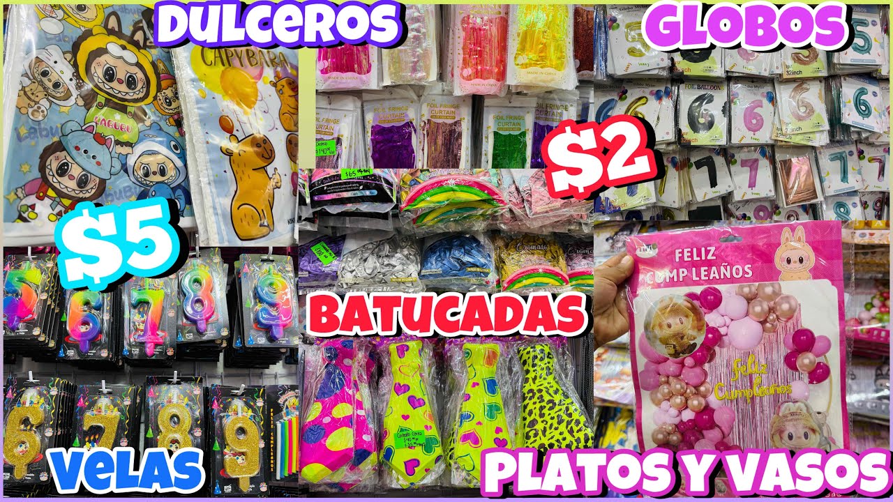 🥳 TODO PARA FIESTAS Y BATUCADA, GLOBOS 🎈, VELAS, DULCEROS Y MÁS / 