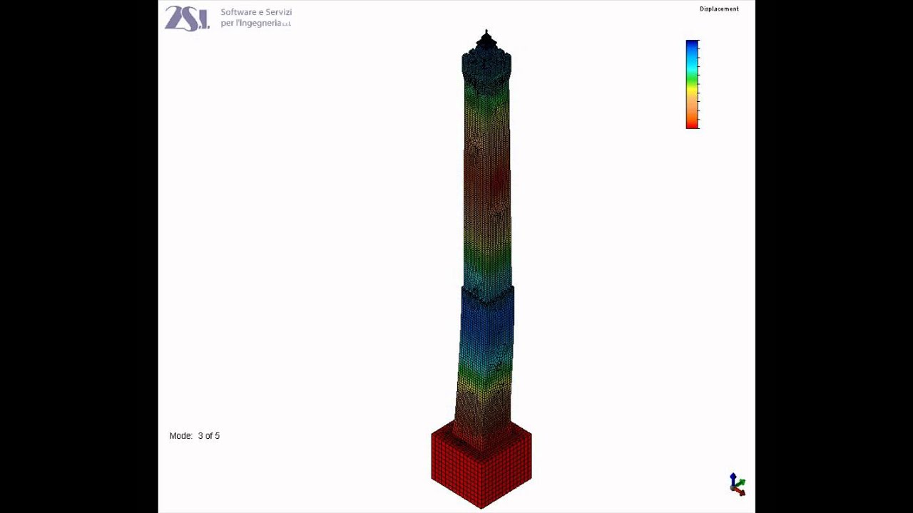 Come vibra la Torre degli Asinelli - modo 3