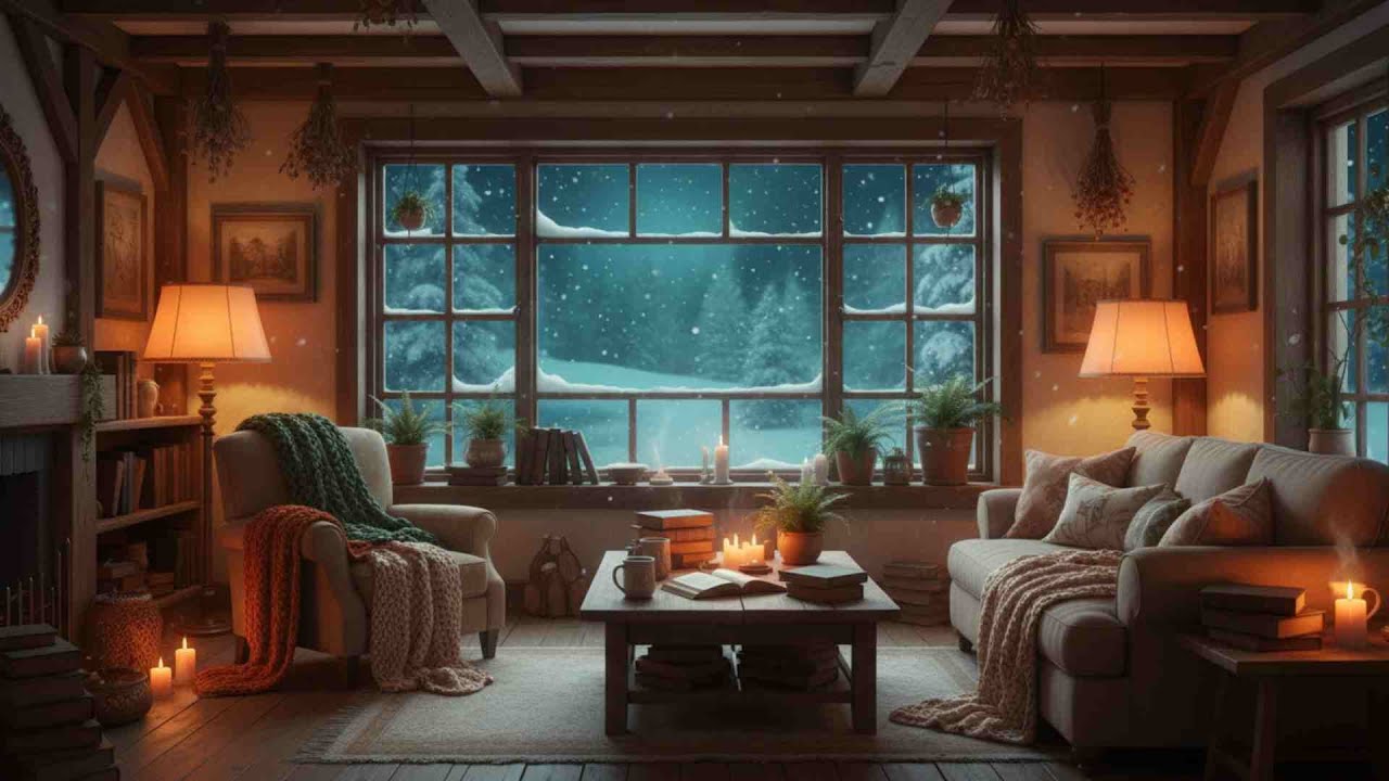 Cozy Snowy Cottage ❄️ Lofi Beats by the Window | Study, Relax, Focus