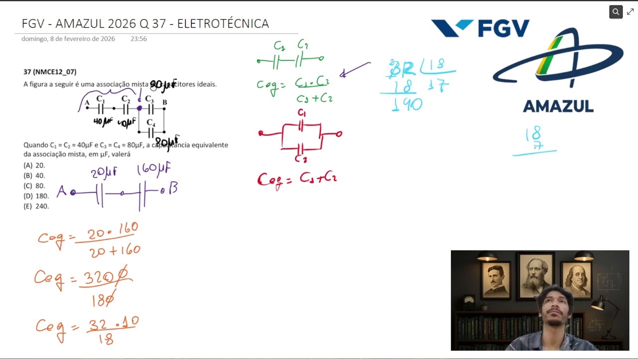 FGV - AMAZUL 2026 - Q37 - ELETROTÉCNICA - Circuitos elétricos em corrente alternada (CA)