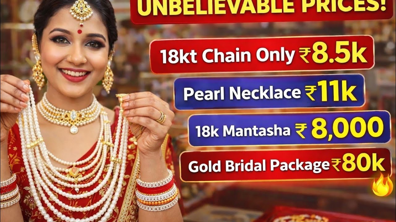 18kt Gold Jewellery Offer 🔥 | Chain ₹8.5k | Pearl Necklace ₹11k | Mantasha ₹8k