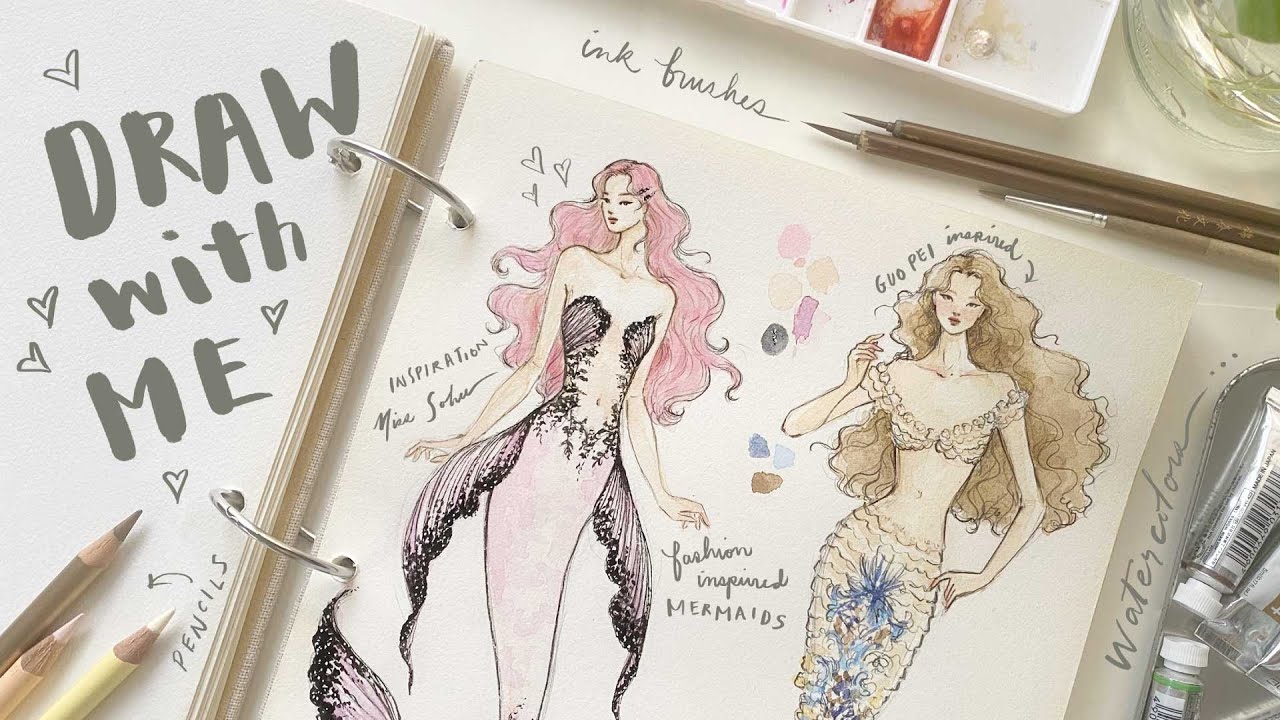 mermaids but make it ✨FASHION✨ relaxing draw with me