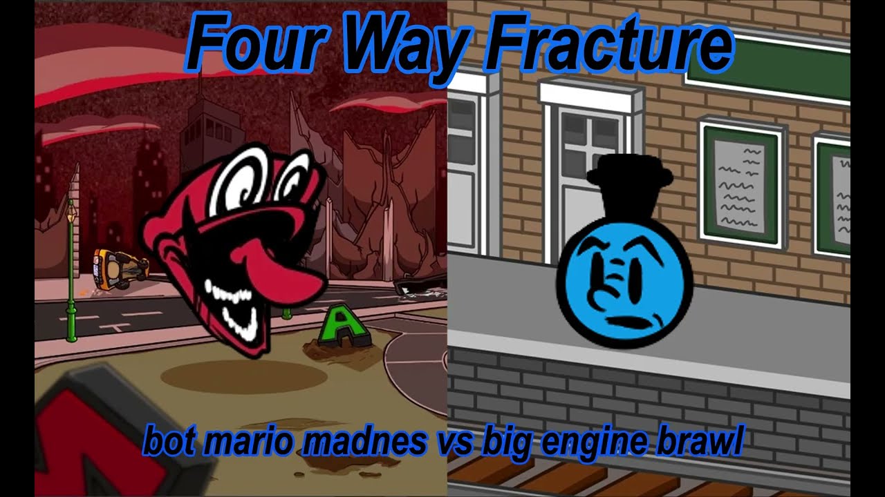 fnf four way fracture bot mario madnes vs big engine brawl sing it
