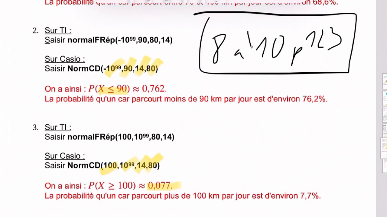 Terminale STMG - Loi normale (calcul de probabilités)