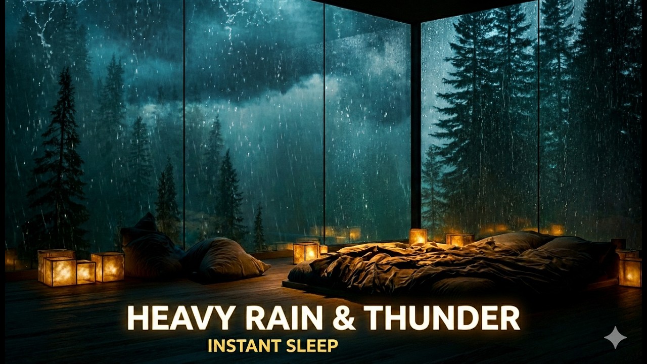 Rain in a Glass Forest Cabin – Deep Sleep & Relaxing Storm Ambience