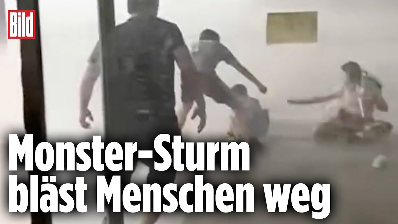 Monster-Sturm: Sturmb&ouml;en von knapp 100 Km/h rei&szlig;en Menschen um