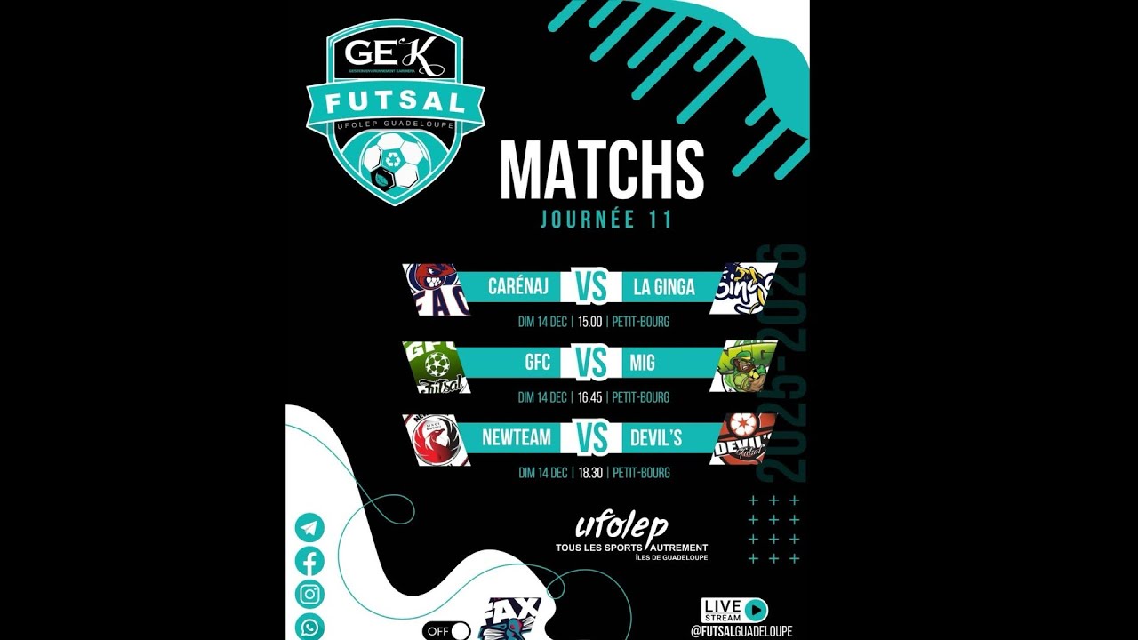 11e Journée Gek Futsal 2025/2026GFC vs MIG Dimanche 14 Décembre 2025
