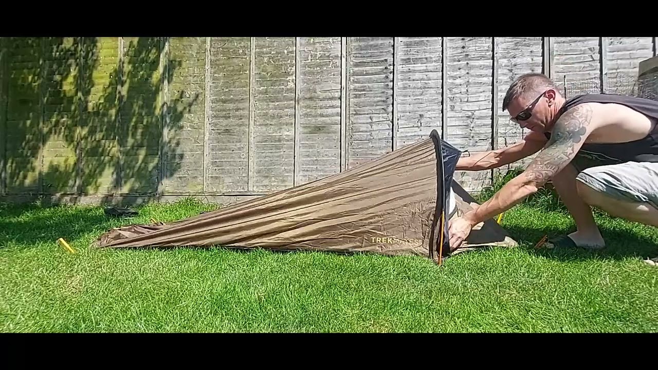 wild camping TREKMATES STORM BIVVY TENT set up.