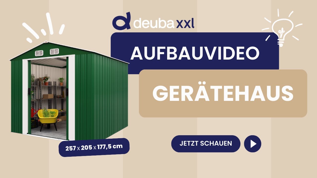 Aufbauvideo - GARDEBRUK® Geräteschuppen aus Metall 257x205x177,5cm