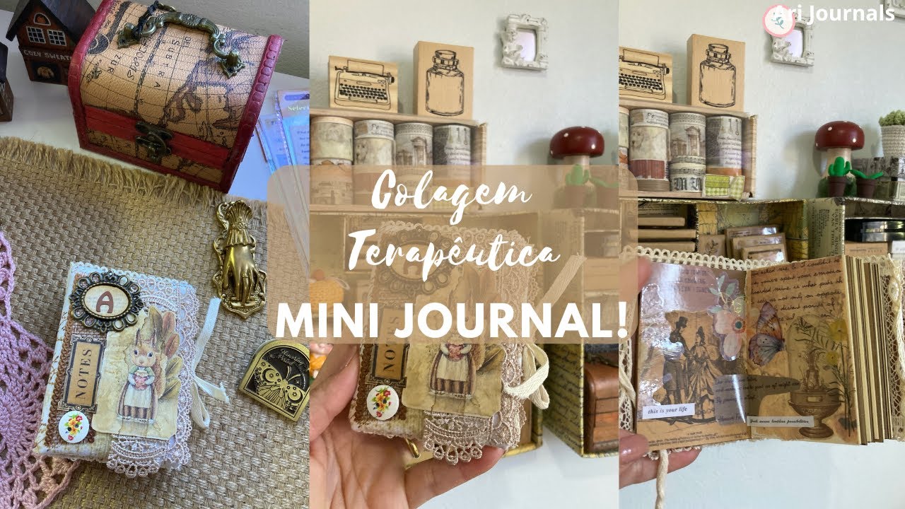 Colagem Terapêutica - Mini Journal!! Usando materiais diferentes! #journal #papelaria #artjournal