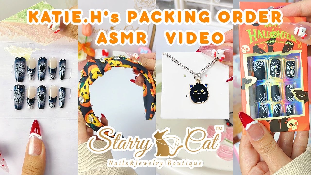 【HALLOWEEN SERIES】STARRY CAT NAIL ORDER PACKING ASMR | SATISFYING NAIL KIT PACKING