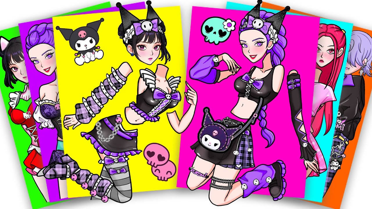 HUNTRIX RUMI and ZOEY COSPLAY KUROMI - KPOP DEMON HUNTERS | Sticker Book DIY