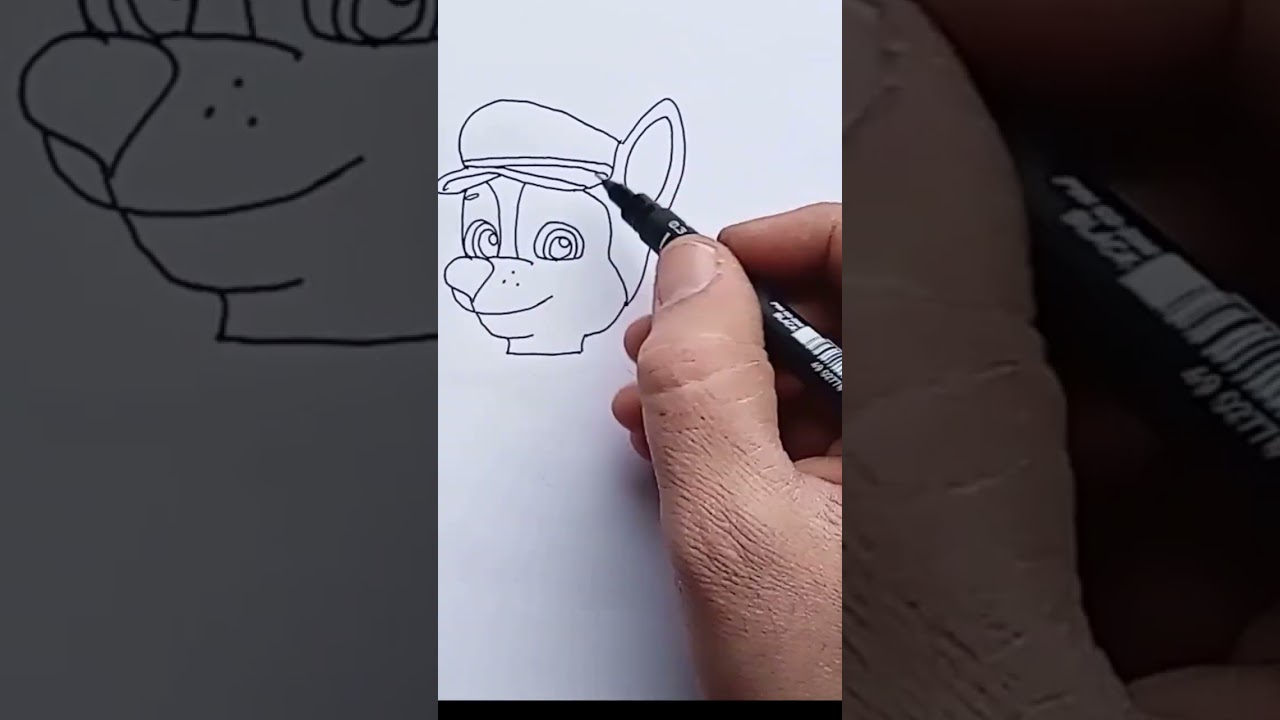 How to draw Chase, Paw Patrol