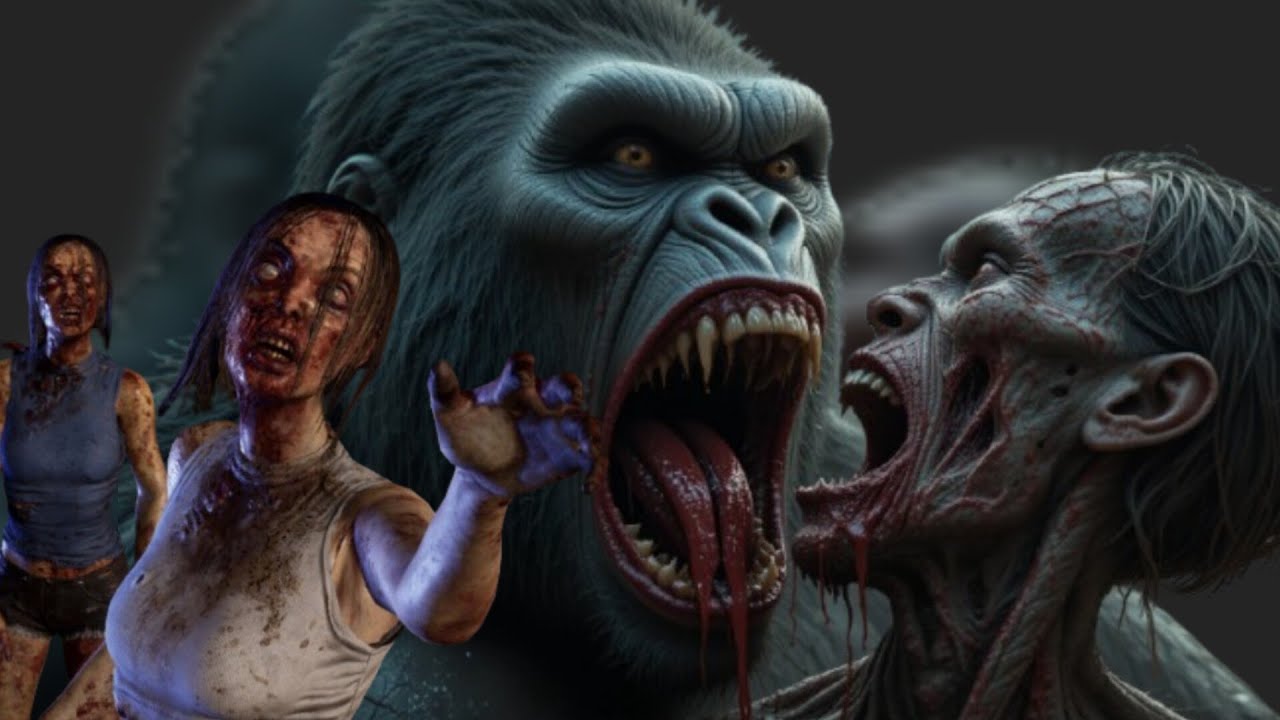 ZOMBIES Vs KONG🔥 : Kong risk his life to save the Humans 😱 #kingkong #zombie #kingkongvszombie