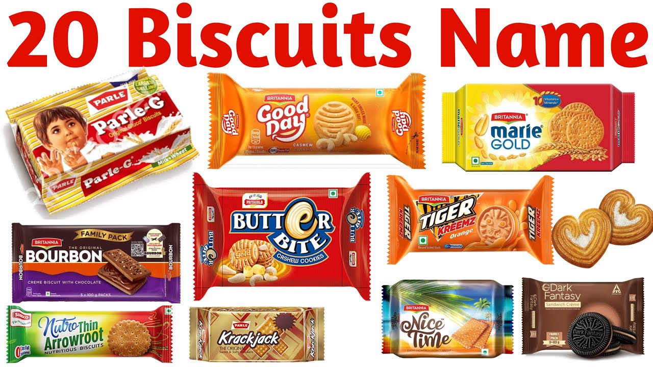 20 बिस्किट के नाम | Learn 20 Biscuit Names in English for Kids with Pictures & Sounds