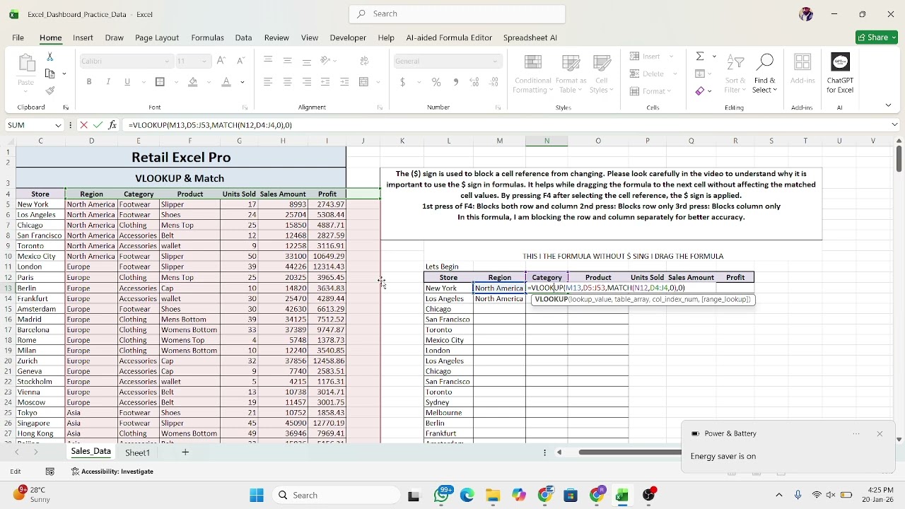 EXCEL, VLOOKUP & MATCH COMBINED formula