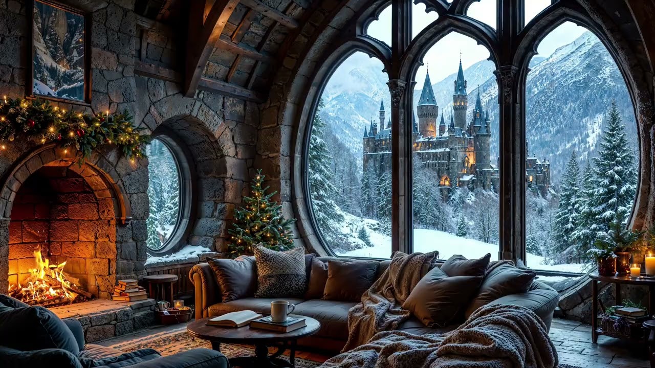 Snowfall & Fireplace Warmth ❄️🔥 | Cozy Winter Ambience for Sleep, Reading & Calm Nights