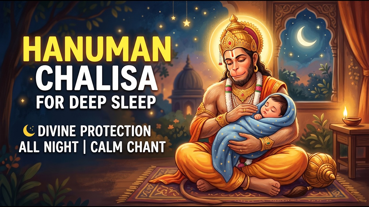 Hanuman Chalisa for Deep Sleep 🌙 Divine Protection All Night | Calm Sleep Chant | Adinaad