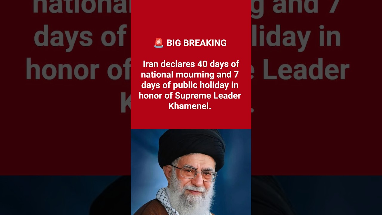 Iran declares 40 days of national mourning.  #newsupdate#trending#iranisraelwar#khamenei#shortsfeed