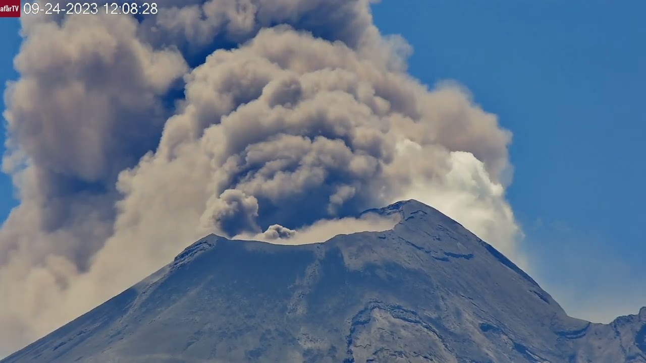 Timelapse: Large Strombolian Eruption from Popocetapetl Volcano (Sep 24, 2023)
