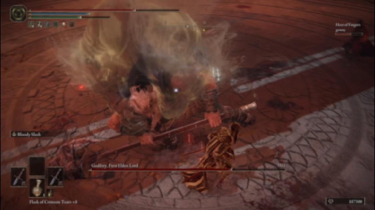 [Elden Ring]: Godfrey, First Elden Lord Boss Fight with Fireman Rumble