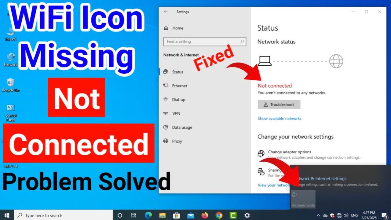 WiFi Missing Icon | Not Connected Problem Solved in Windows | Fix WiFi Problem