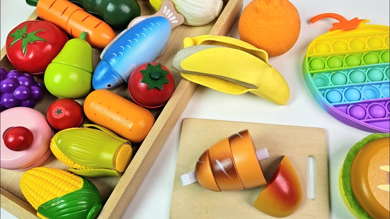 野菜カット・フルーツカット用材料 | ASMR 木とプラスチックから作られた果物と野菜
