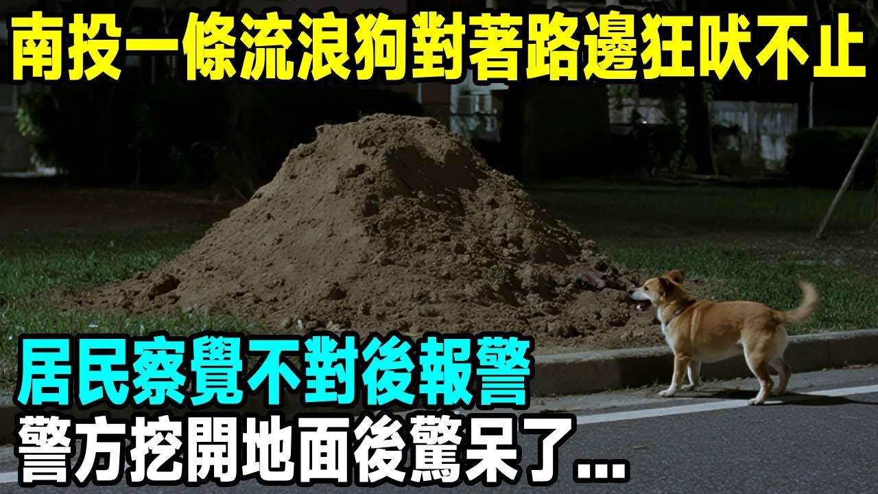 南投一條流浪狗對著路邊狂吠不止，居民察覺不對後報警，警方挖開地面後驚呆了...「茶桌老故事」