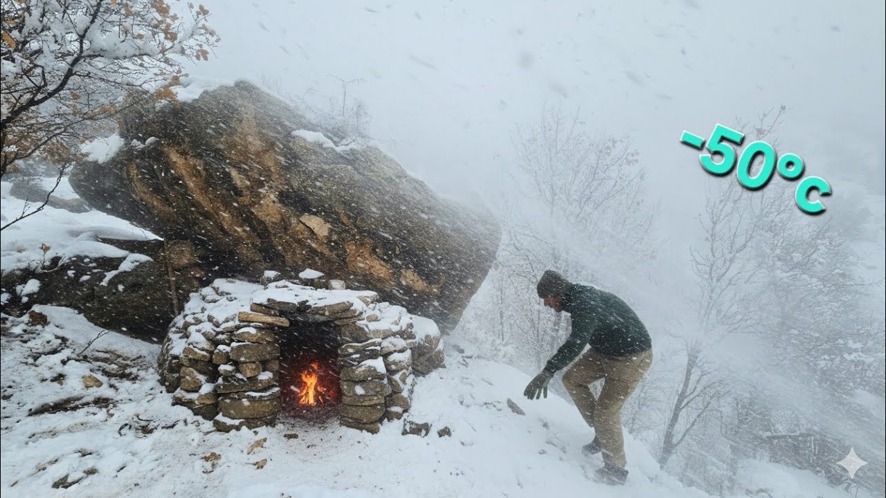 Surviving a Severe Blizzard Alone | Winter Camping & Survival Shelter | Nature ASMR