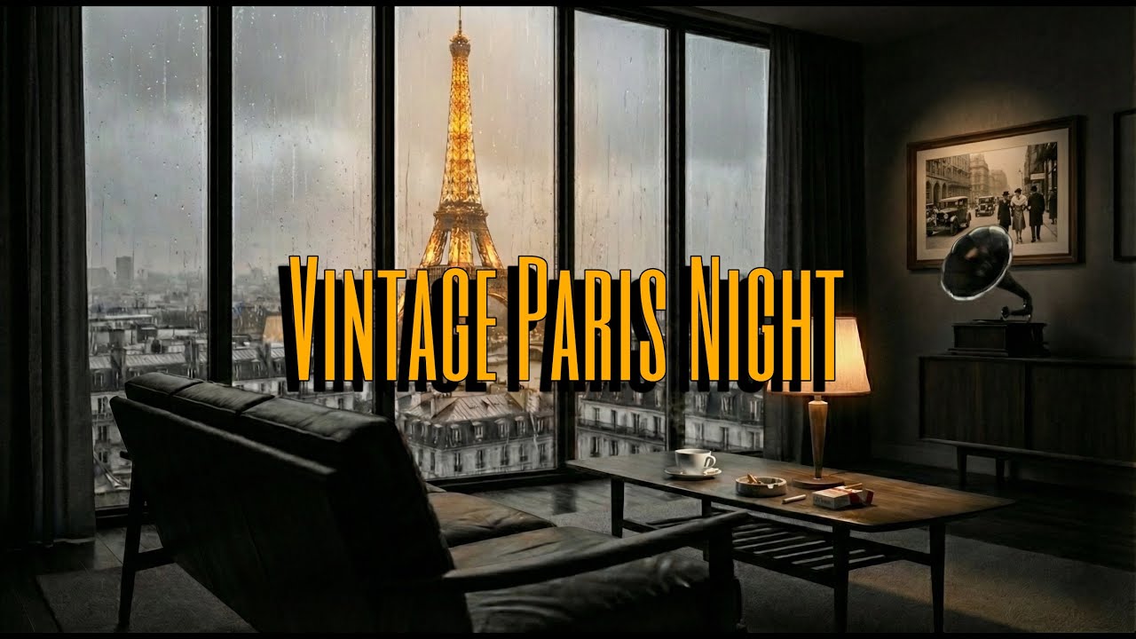 Old Soul Paris Night | Cozy Hotel Café Ambience, Rain Sounds, Warm Coffee & Smooth Jazz 1960s