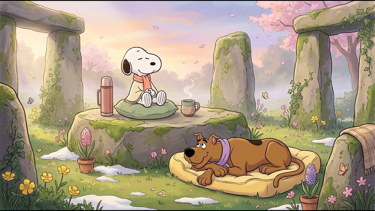 Quiet Stone Garden Winter Morning with Snoopy ☕🌿 Smooth Jazz for Study During Mental Overload